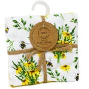 Wholesale - 4pc Waffle Dish Cloth -2 Bee & Yellow Floral Print & 2 Solid Yellow C/P 48, UPC: 195010197793